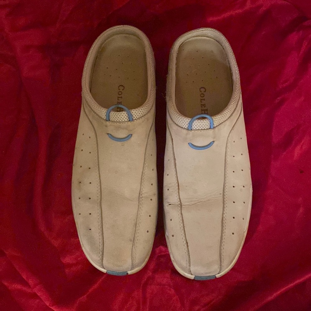 Cole Haan Women Sz  10 Beige Suede & Leather Slip Ons